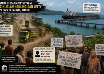 Warga Laonti Protes Jetty dan Jalan Hauling PT GMS, Izin Dipertanyakan