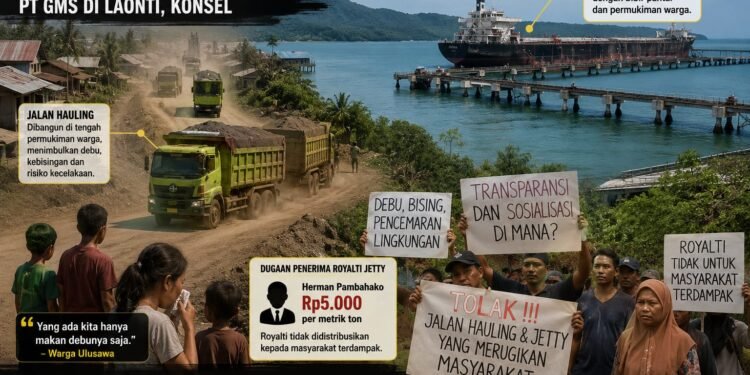 Warga Laonti Protes Jetty dan Jalan Hauling PT GMS, Izin Dipertanyakan