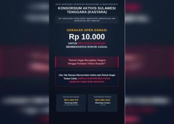 Aktivis Sultra Ajak Warga Donasi Rp10 Ribu untuk Berantas Rokok Ilegal