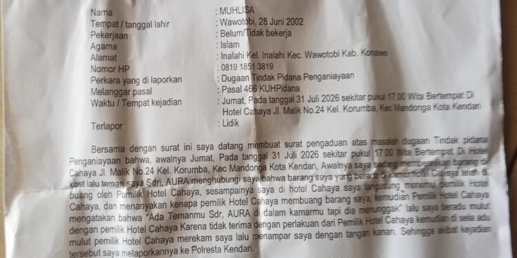 Tamu Hotel Cahaya Kendari Mengaku Dianiaya, Kasus Dilaporkan ke Polisi
